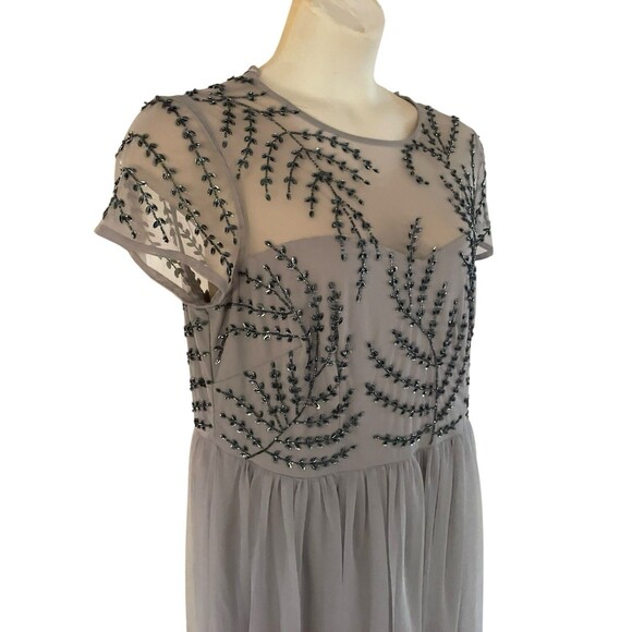 NWT $250 Davids Bridal Mother Of The Bride Prom Ball Gown Plus Size 16 W Silver - Picture 5 of 8